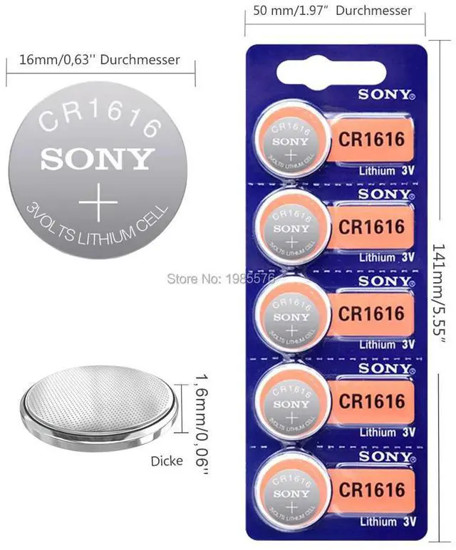 Alt view image 2 of 6 - 1PC For Sony CR1616 Button Cell Battery For Watch Car Remote Key cr 1616 ECR1616 GPCR1616 L28 3v Lithium Battery