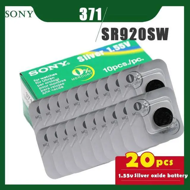 Main image of 20PCS SONY 371 SR920SW 1.55V Silver Oxide Button Cell Battery 171 LR920 LR69 AG6 for Watch Toys Single grain packing