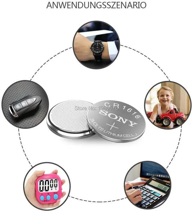 Alt view image 6 of 6 - 1PC For Sony CR1616 Button Cell Battery For Watch Car Remote Key cr 1616 ECR1616 GPCR1616 L28 3v Lithium Battery