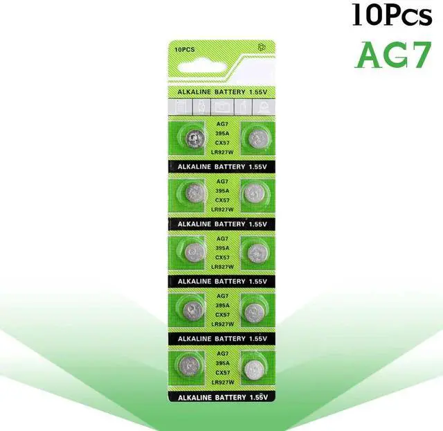 Main image of 10pcs/lot 1.55V AG7 LR927 LR57 395A Cell Coin Alkaline Battery SR927W 399 GR927 For Cholesterol Testing Meters Button Batteries