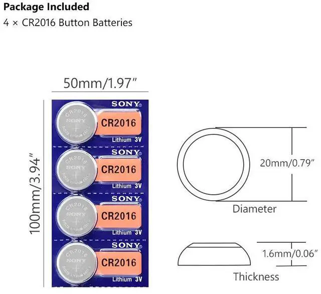 Alt view image 3 of 6 - 4Pcs For Sony CR2016 Lithium Button Battery 3V cr 2016 DL2016 KCR2016 BR2016 Coin Cell batteries for watch computer