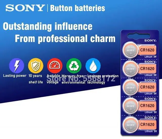 Alt view image 3 of 6 - 5pcs/Lot For Sony CR1620 1620 ECR1620 DL1620 280-208 3V Cell Battery Lithium Button Battery Coin Batteries For Watches clocks