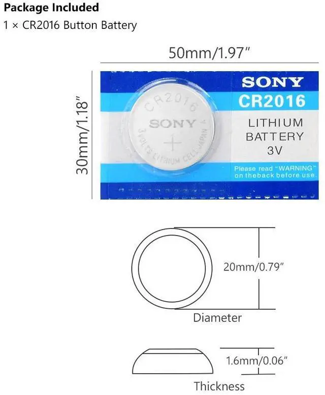 Alt view image 3 of 6 - 1PC FOR SONY Quality cr2016 Lithium Battery 3V Li-ion Button Battery Watch Coin Cell Batteries cr 2016 DL2016 ECR2016 BR2016