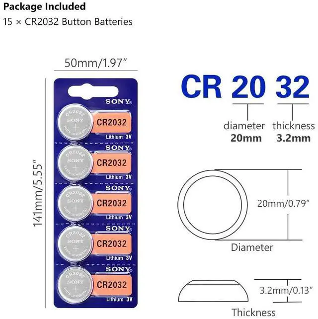 Alt view image 2 of 6 - 2020  15pcs CR2032 DL2032 ECR2032 BR2032 2032 CR 2032 3V Lithium Button cell Coin Battery Long Lasting for Watches