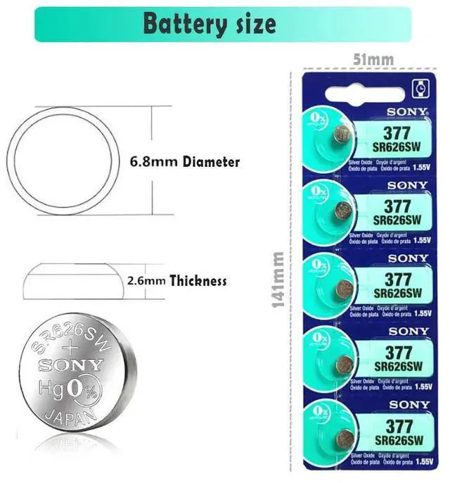 Alt view image 2 of 6 - 20pcs 1.55V 377 377A  SR626SW SR626 AG4 LR626 SR66 AG 4 Button Coin Cell For Watch Toys Remote Cell Coin Battery