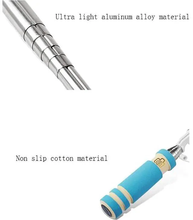 Alt view image 4 of 5 - Hot Sale Mini Selfie Stick with Button Wired Cotton Material Handle Monopod Universal for Mobile Phone