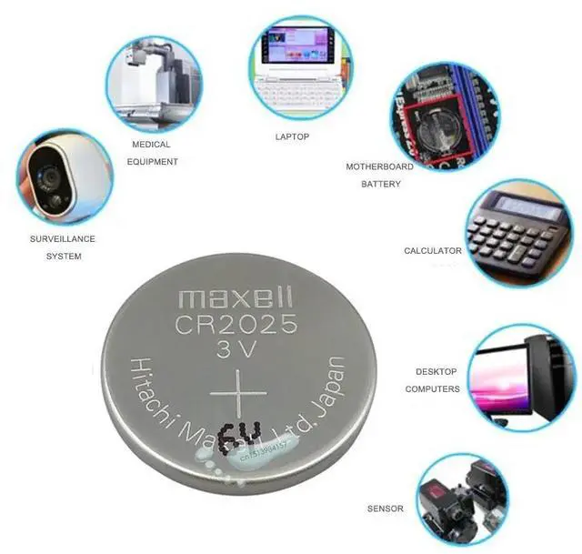 Alt view image 4 of 4 - 5pc maxell cr2025 Button Cell Batteries cr 2025 3V Lithium Coin Battery For Watch Calculator Weight Scale