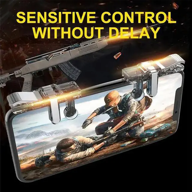 Alt view image 4 of 6 - For PUBG Game 2pcs U9 Six Finger Mobile Controller Smart Phone Mobile Gaming Trigger Button Shooter Aim Key Gamepad Joystick