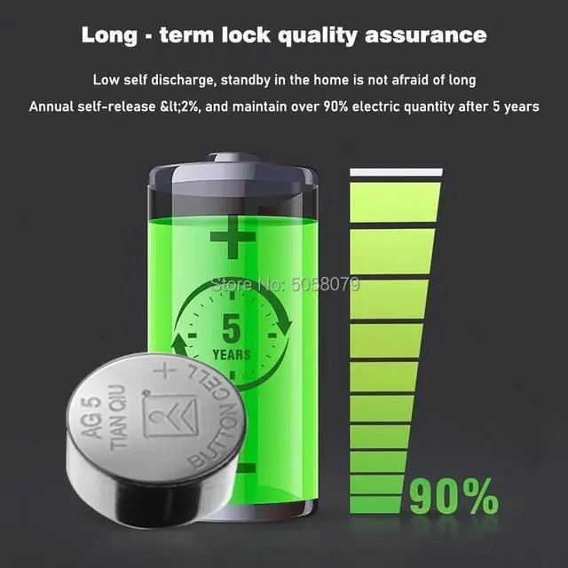 Alt view image 6 of 6 - 50pcs Alkaline Cell Coin Battery 1.55V AG5 LR754 Button Batteries 393 SR754 193 393A 48LR G5A AG 5 For Watch Toys
