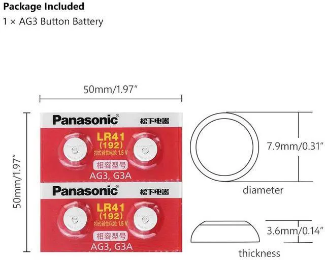 Alt view image 2 of 6 - 4pcs LR41 Button Cell Batteries  SR41 AG3 G3A L736 192 392A Zn/MnO2 1.5V Lithium Coin Batteries