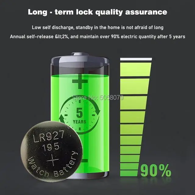 Alt view image 6 of 6 - 100x 1.55V Volt LR927 LR927W S28 SP395 SR57 SR57L SR927 SR927SW SR927W TR927W V395 Coin Button Cell AG7 Alkaline Batteries