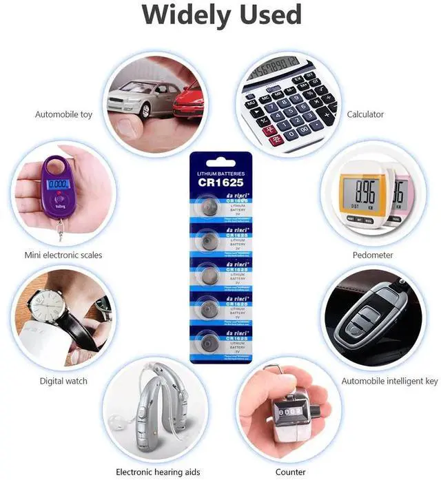 Alt view image 3 of 6 - 5Pcs Lithium CR1625 Batteries BR1625 ECR1625 LM1625 KCR1625 CR 1625 Watch Calculator 3V Button Coin Cell Battery Dia.1.6cm