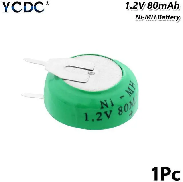 Main image of 1.2 Volt 80mAh Ni-MH Li-Po Lithium Li-polymer Rechargeable Button Coin Cell Battery With Solder Pins Bateria Batteries for watch