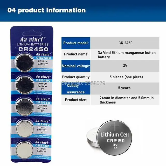 Alt view image 6 of 6 - 10pcs CR2450 3V CR 2450 DL2050 BR2450 Lithium Battery Button Cell Batteries Battery Cell Button For Toys Remote Scale