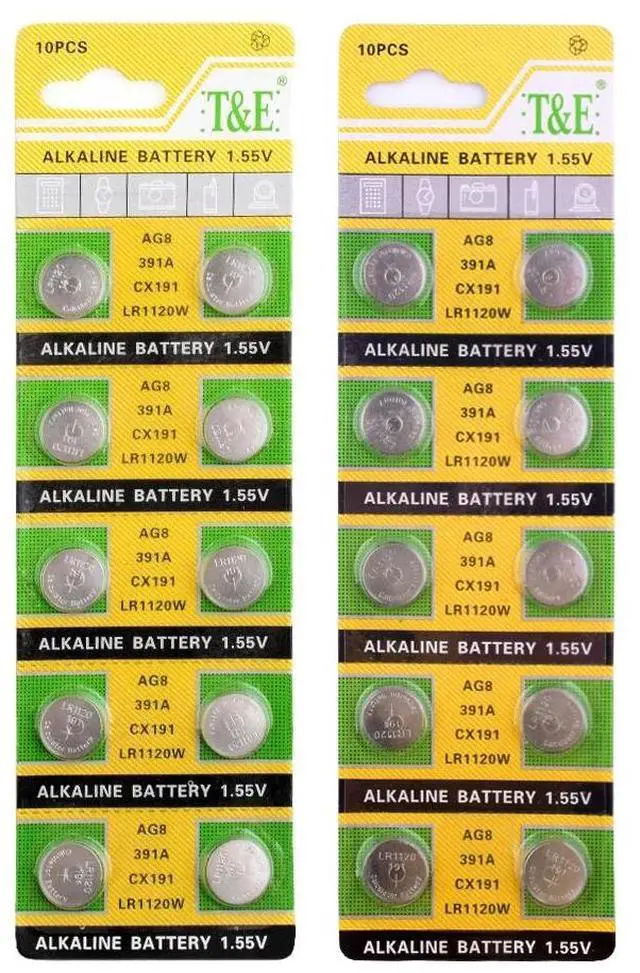 Alt view image 2 of 6 - 10pcs AG8 AG 8 LR1120 Watch Clock Pilas GP391 SR1120W Alkaline Coin Cell Button Batteries For Relogio Celular Calculator