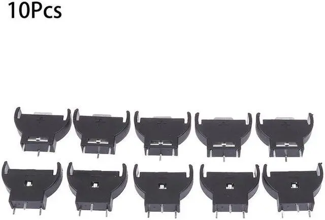 Main image of 10Pcs Black Plastic 3 PINS CR2032 Half-Round Lithium Button Cell Coin Battery Box Holder Case CR 2032 Batteries Holder Socket