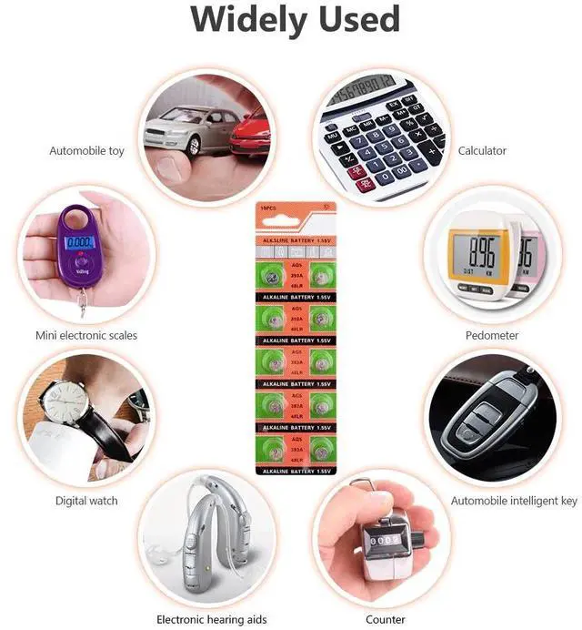 Alt view image 5 of 5 - 10pcs 1.55V AG5 LR754 393 Button Batteries SR754 193 393A 48LR G5A Cell Coin Alkaline Battery  For Watch Toys Remote
