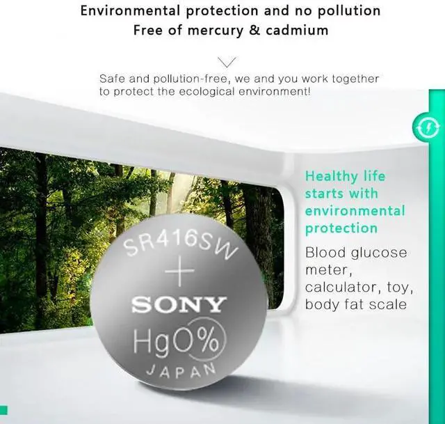 Alt view image 5 of 6 - 100PCS/lot For SONY 337 SR416SW 1.55V Silver Oxide Button Cell Battery LR416 337A AG6 for Watch Single grain packing