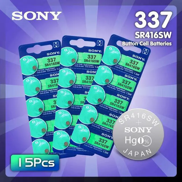 Main image of 15pcs Sony Watch battery 337 SR416SW Silver Oxide 1.55V button cell battery for Watch Electric toy LED Headphone