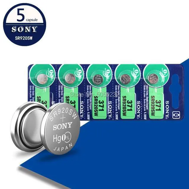 Main image of 5pc For Sony AG6 371 SR920SW 920 1.55V Watch Battery CX69 S21 605 SR920SW 371 Button Coin Cell MADE IN JAPAN