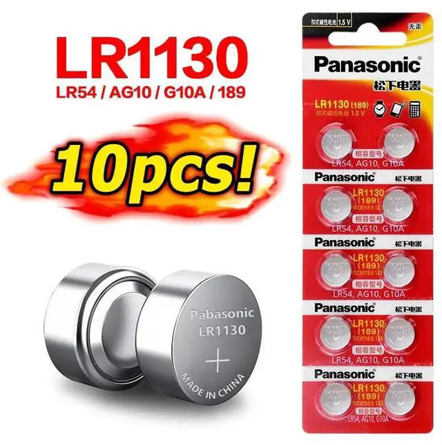 Main image of 10Pcs AG10 Battery LR1130 Coin Button Cells 1.5V LR54 189 L1131 SR1130 G10 V10GA 389 Alkaline For Watch Toys Button Cell Battery