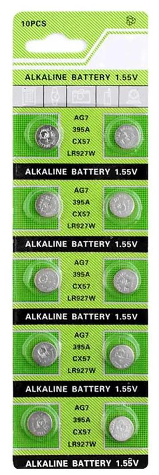 Alt view image 5 of 6 - 40PCS 1.55V AG7 LR927 LR 927 Alkaline Battery Button Coin Cell Watch Batteries LR927 LR57 SR927W 399 GR927 395A 195 395 399