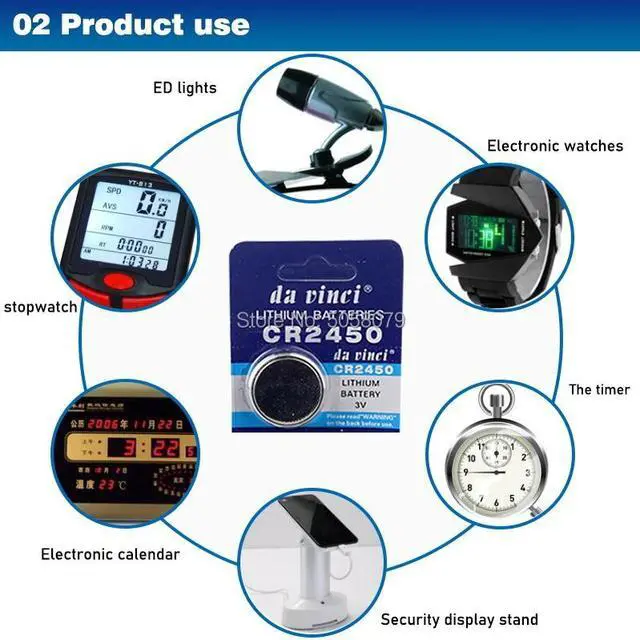 Alt view image 4 of 6 - 5pcs CR2450 Button Batteries KCR2450 5029LC LM2450 Cell Coin Lithium Battery 3V CR 2450 For Watch Electronic Toy Remote