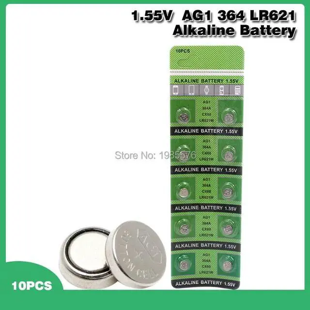 Main image of 10pcs AG1 For Watch Toy Remote LR621 SR621 164 Button Battery LR621W CX60 364A Cell Coin Alkaline Batteries 1.55V TR621SW