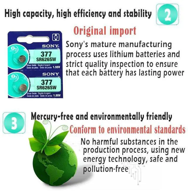 Alt view image 5 of 6 - 20pcs 1.55V 377 377A  SR626SW SR626 AG4 LR626 SR66 AG 4 Button Coin Cell For Watch Toys Remote Cell Coin Battery