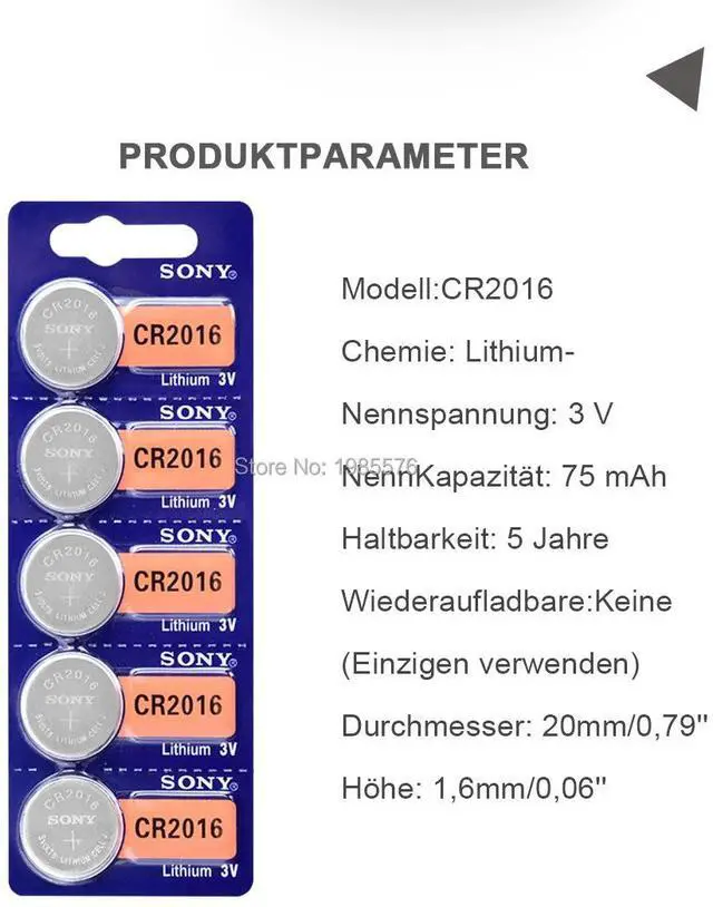 Alt view image 2 of 6 - 1PC FOR SONY cr2016 Lithium Battery 3V Li-ion Button Battery Watch Coin Cell Batteries cr 2016 DL2016 ECR2016 BR2016 For Watch
