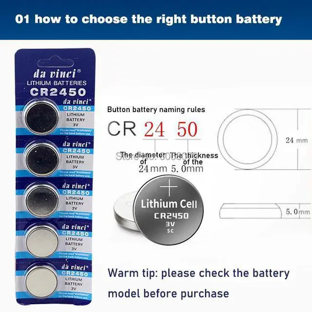 Alt view image 3 of 6 - 10pcs CR2450 3V CR 2450 DL2050 BR2450 Lithium Battery Button Cell Batteries Battery Cell Button For Toys Remote Scale