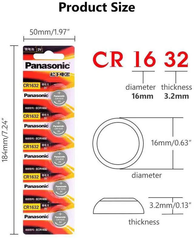Alt view image 3 of 6 - 5pcs cr1632 3v button battery computer watch coin car toy lithium battery BR1632 ECR1632 DL1632 KCR1632 LM1632 KL1632