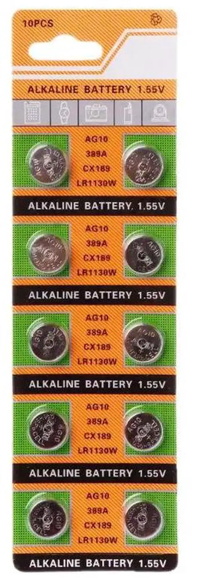 Alt view image 4 of 6 - 10PCS Button Coin Cell Battery AG10 1.5V Watch Batteries SR54 389 189 LR1130 SR1130 Toys Control Remote B85B