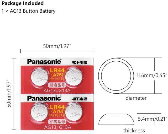 Alt view image 2 of 6 - 4pcs 1.5V Zinc AG13 LR 44 LR44 Button Coin Cell Watch Clock Laser Pointer Scale Batteries GP76 GPA76  L1154 SR44 SR44W