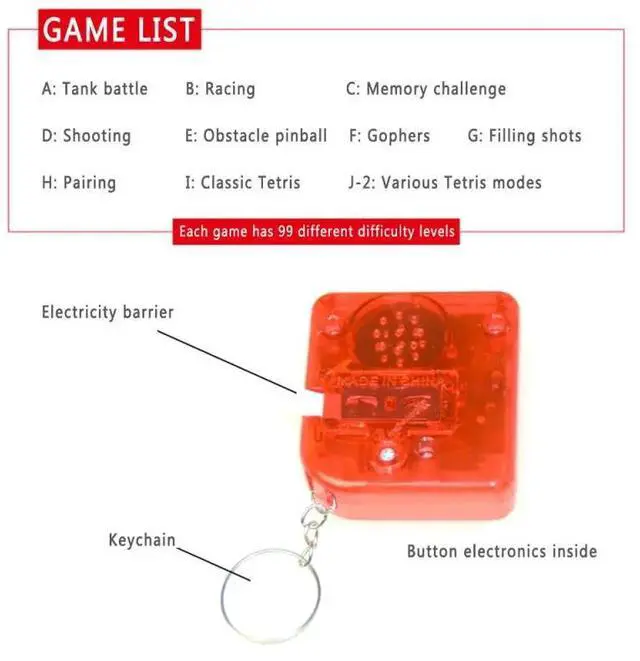 Alt view image 4 of 6 - Mini Console Game Machine Children's Handheld Nostalgic Portable Mini Tetris Game Console Keychain LCD Toy Backpack Decor