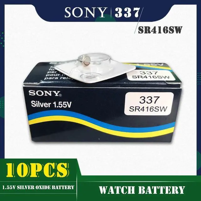 Main image of 10PCS/lot For SONY 337 SR416SW 1.55V Silver Oxide Button Cell Batteries LR416 337A AG6 for Watches Single Grain Packing