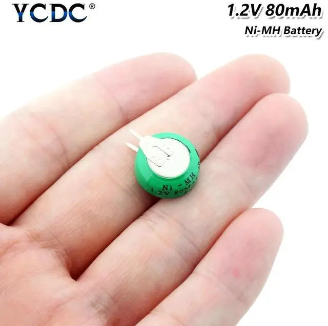 Main image of 1.2 Volt 80mAh Ni-MH Button Coin Cell Battery Rechargeable Li-Po Lithium Li-polymer Batteries With Solder Pins for watch toy