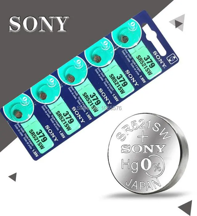 Alt view image 3 of 6 - 10pcs/lot For Sony 379 1.55V Silver Oxide Watch Battery 379 SR521SW D379 SR63 V379 AG0 Button Coin Cell MADE IN JAPAN
