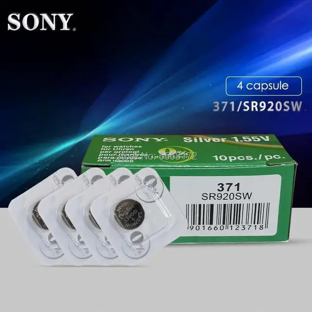 Main image of 4pcs FOR SONY 45mAh AG6 371 SR920SW LR920 371 L921 LR69 SR920 SR69 1.55V Button Cell watch Coin Single grain packing