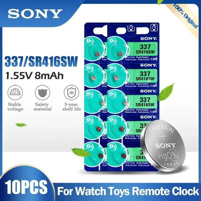 Main image of 10PCS Sony 337 SR416SW SR416 LR416 V337 GP337 1.55V Silver Oxide Battery For Watch Hearing Aid Toys Button Cell Coin