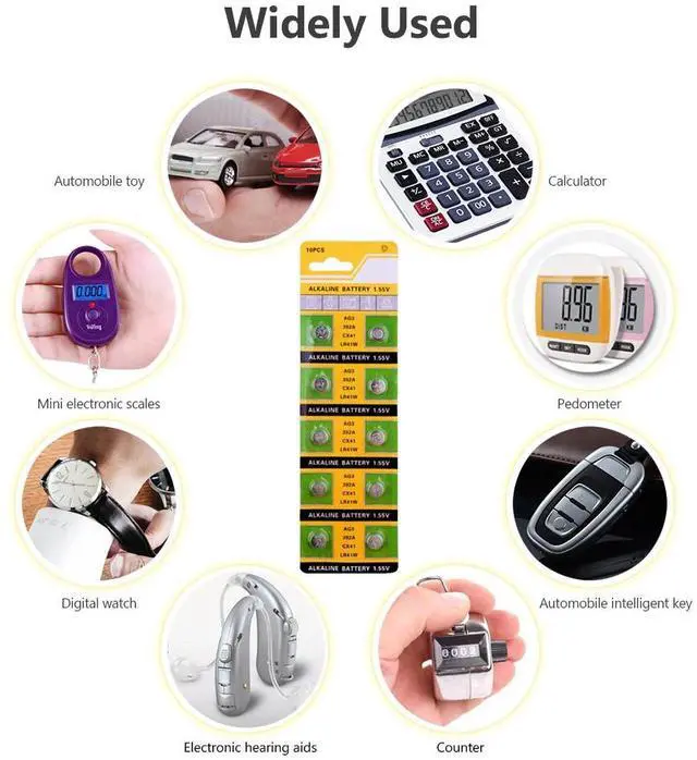 Alt view image 3 of 5 - 30pcs AG3 SR41 192 Button Battery 392A L736 LR41 392 384 Alkaline Battery Counter Electronic Instrument Battery Replacement