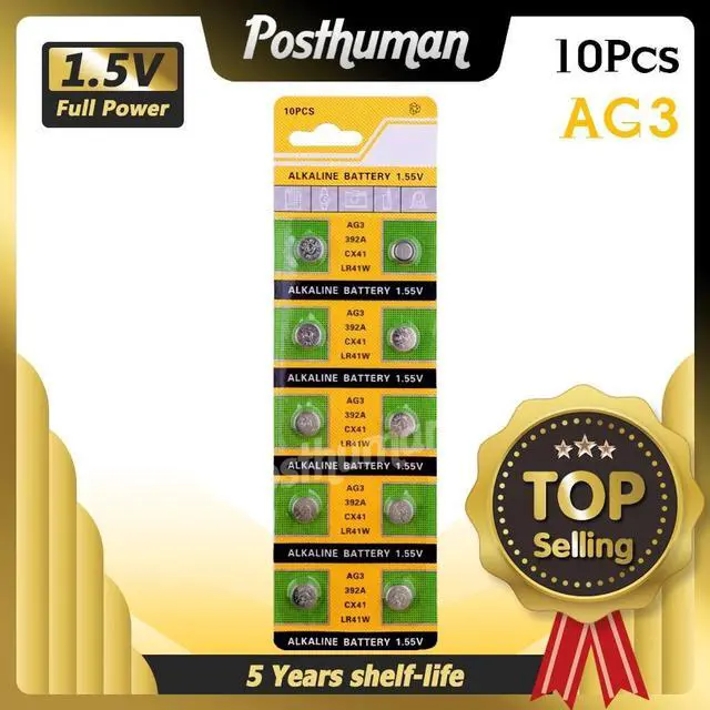 Main image of POSTHUMAN Cheap lr41 battery 10x LR41 AG3 392A SR41SW 384 LR736 V3GA 192 1.55V Cell Battery Watch Button Coin pile pilas boton