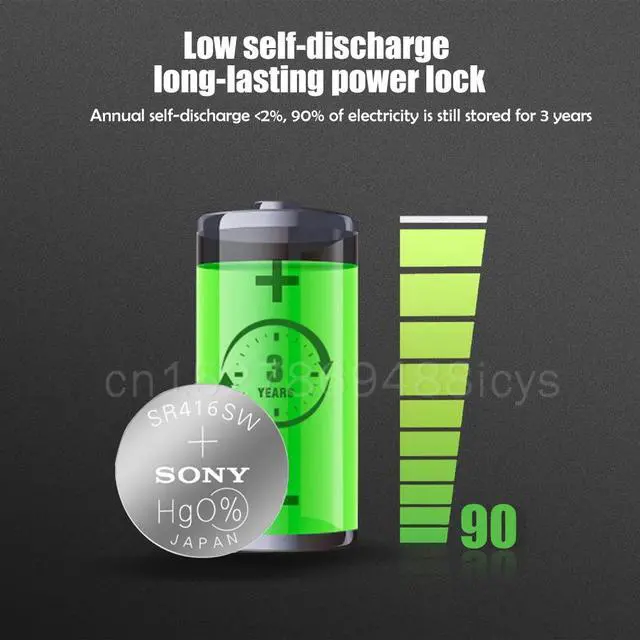 Alt view image 4 of 6 - 10PCS Sony 337 SR416SW SR416 LR416 V337 GP337 1.55V Silver Oxide Battery For Watch Hearing Aid Toys Button Cell Coin