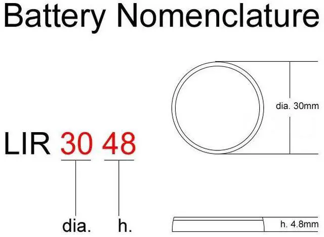 Alt view image 2 of 2 - Li-ion Rechargeable Battery LIR3048 3.7V Lithium Button Built-in Coin Cell Batteries Watch Cells LIR 3048 Replaces CR3048