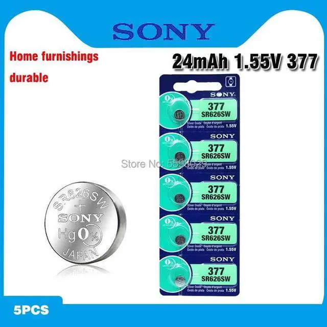 Main image of SONY 5pcs 1.55V 377 376 SR626SW 626 SR626 V377 AG4 Watch Battery Button Coin Cell For Toys MADE IN JAPAN