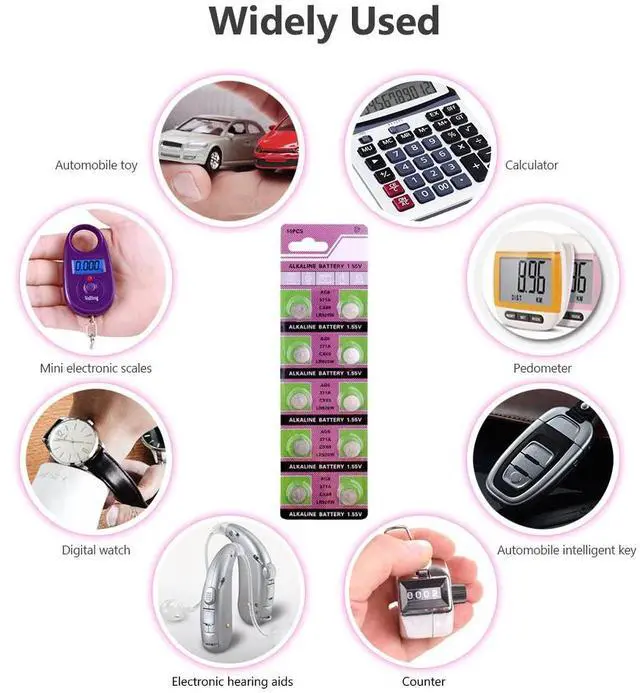Alt view image 3 of 6 - 10 x 1.55V AG6 Button Coin Cell Watch Battery Batteries AG6 LR920W LR921 SR920SW 371A Alkaline Coin Button Cell For Watch