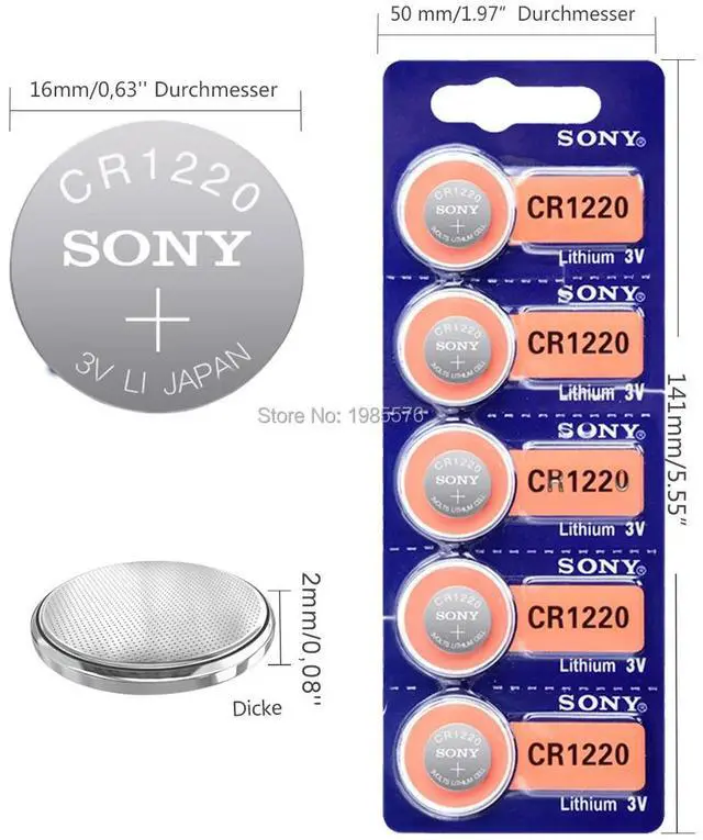 Alt view image 2 of 6 - 10pcs/lot For Sony CR1220 Button Cell Battery For Watch Car Remote Key cr 1220 ECR1220 GPCR1220 3v Lithium Batteries