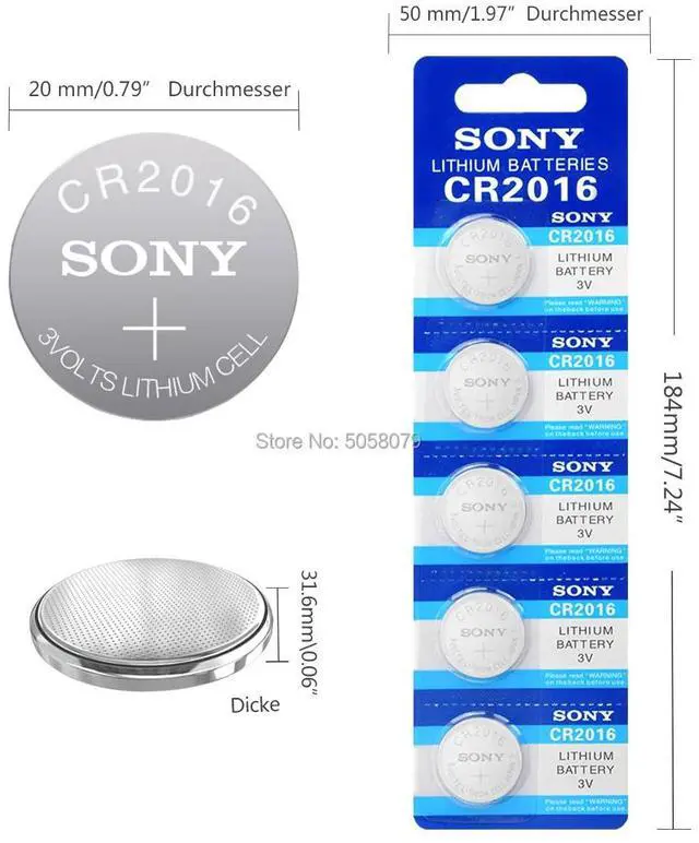 Alt view image 2 of 5 - 5pcs FOR SONY CR2016 Button Batteries LM2016 BR2016 DL2016 Cell Coin Lithium Battery 3V CR 2016 For Watch Electronic Toy Remote