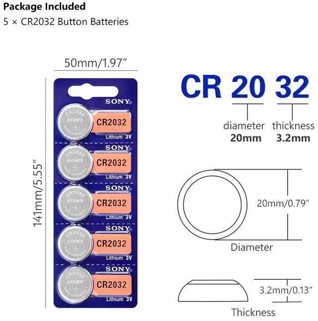 Alt view image 2 of 6 - 2020  5pcs CR2032 Lithium Button Coin Cell Batteries 3V CR 2032 DL2032 ECR2032 BR2032 Battery For Watch Electronic Remote