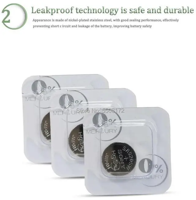 Alt view image 2 of 6 - 4pcs FOR SONY 45mAh AG6 371 SR920SW LR920 371 L921 LR69 SR920 SR69 1.55V Button Cell watch Coin Single grain packing